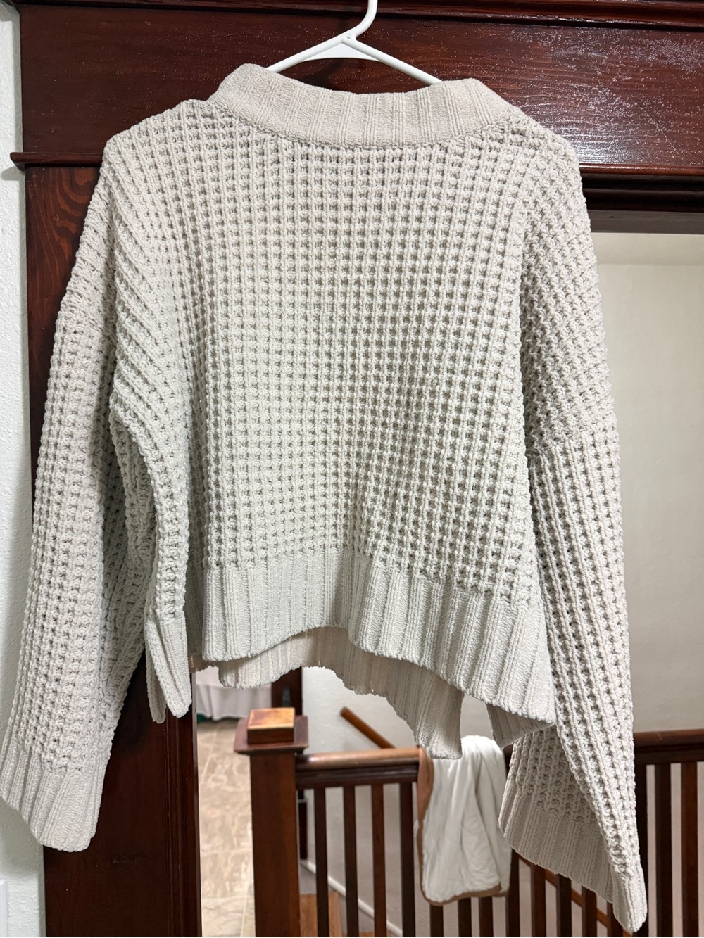 Women’s Cream Waffle-Knit Cropped Sweater